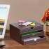 Denozer Leather Desk Organizer with 3 Drawers, Stackable Desktop Storage Box Cabinet, Executive Office Organizers and Accessories, File Paper Organizer for Filing A4/ Documents/Letters/Mails/Magazine